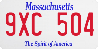 MA license plate 9XC504