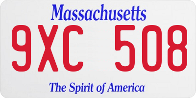MA license plate 9XC508