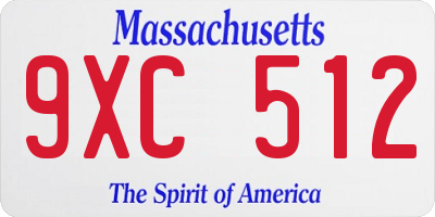 MA license plate 9XC512
