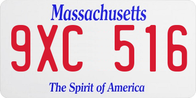 MA license plate 9XC516