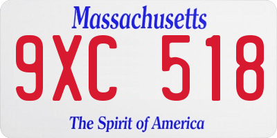 MA license plate 9XC518