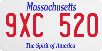 MA license plate 9XC520