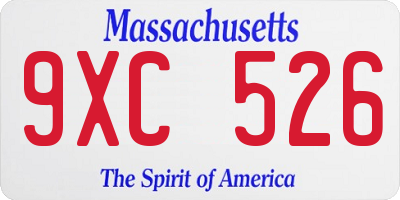 MA license plate 9XC526