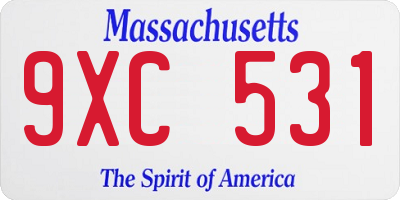 MA license plate 9XC531