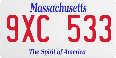 MA license plate 9XC533