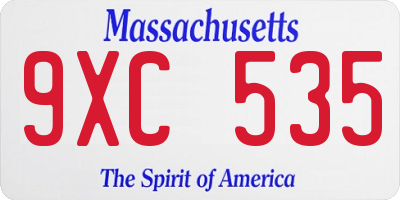 MA license plate 9XC535