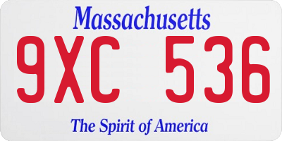 MA license plate 9XC536
