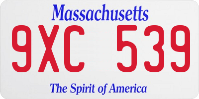 MA license plate 9XC539
