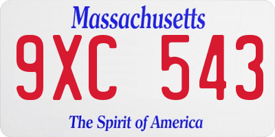 MA license plate 9XC543