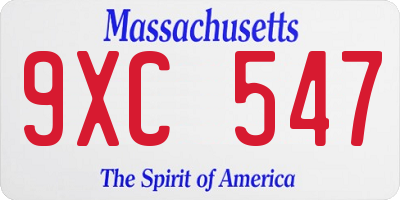 MA license plate 9XC547