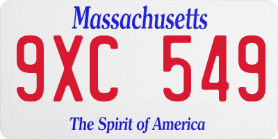 MA license plate 9XC549
