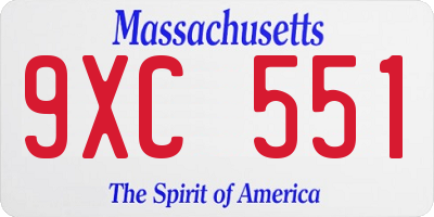 MA license plate 9XC551