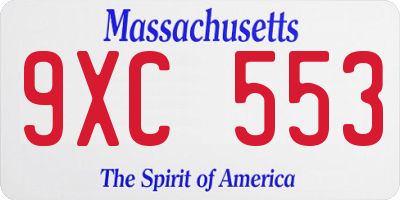 MA license plate 9XC553