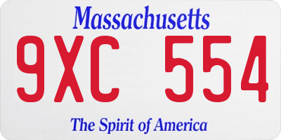 MA license plate 9XC554