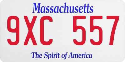 MA license plate 9XC557