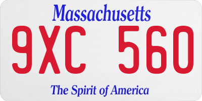 MA license plate 9XC560