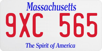 MA license plate 9XC565