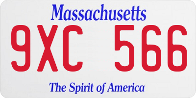 MA license plate 9XC566