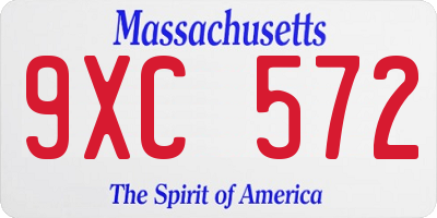 MA license plate 9XC572