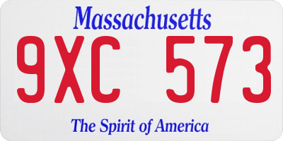 MA license plate 9XC573