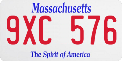 MA license plate 9XC576