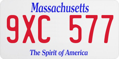 MA license plate 9XC577