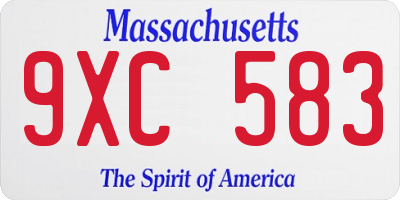 MA license plate 9XC583