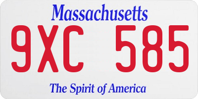 MA license plate 9XC585