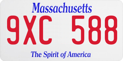 MA license plate 9XC588