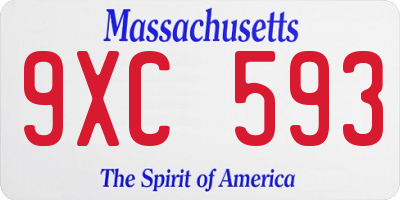 MA license plate 9XC593