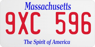 MA license plate 9XC596