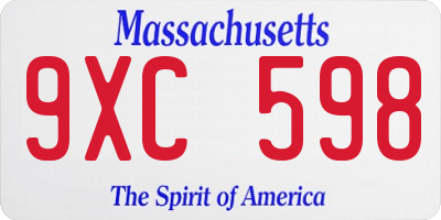 MA license plate 9XC598