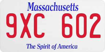 MA license plate 9XC602