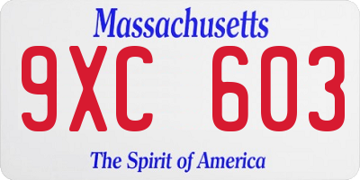 MA license plate 9XC603