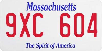 MA license plate 9XC604
