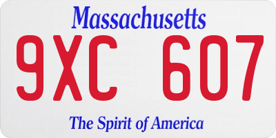 MA license plate 9XC607