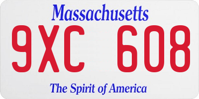 MA license plate 9XC608