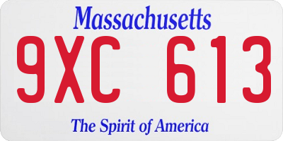 MA license plate 9XC613