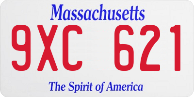 MA license plate 9XC621