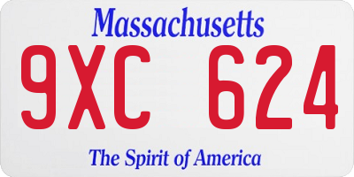 MA license plate 9XC624