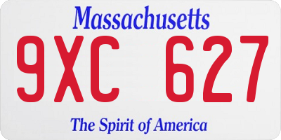 MA license plate 9XC627
