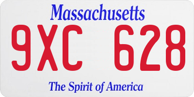 MA license plate 9XC628