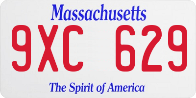 MA license plate 9XC629