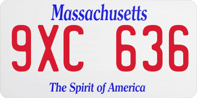 MA license plate 9XC636