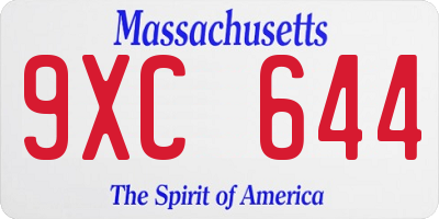 MA license plate 9XC644