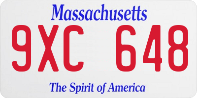 MA license plate 9XC648
