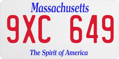 MA license plate 9XC649