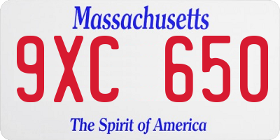 MA license plate 9XC650