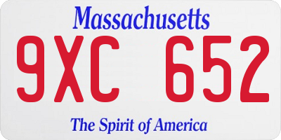 MA license plate 9XC652