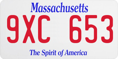 MA license plate 9XC653